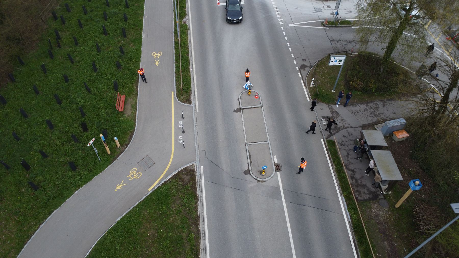 Übersicht eines Verkehrsdienst-Einsatzes aus der Luft